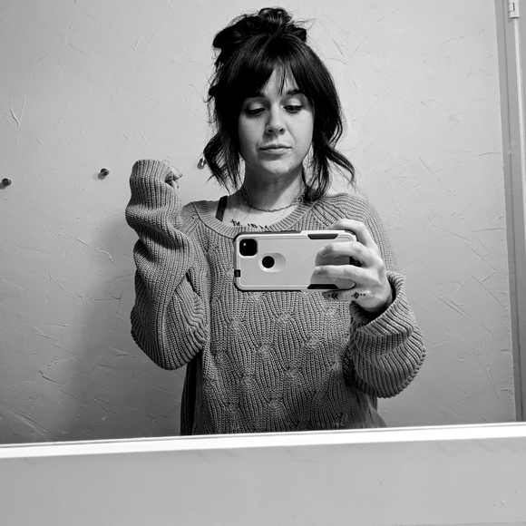 Blue Vintage Oversized Cable Knit Sweater - Picture 5 of 6